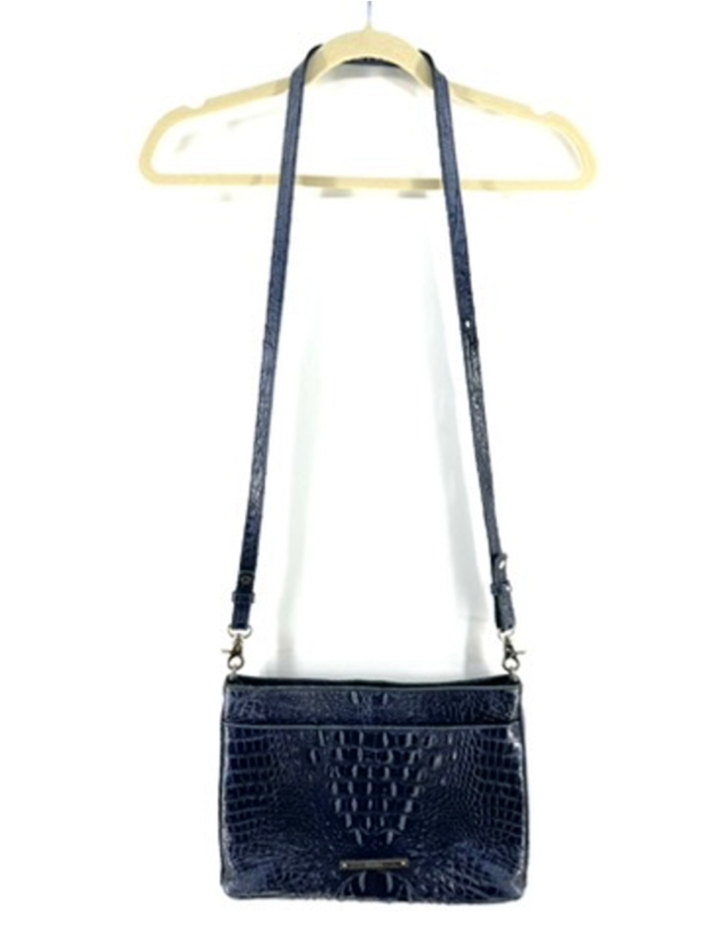 BRAHMIN Blue Croc Embossed LEATHER Crossbody Shoulder Bag Purse CRAFT PROJECT